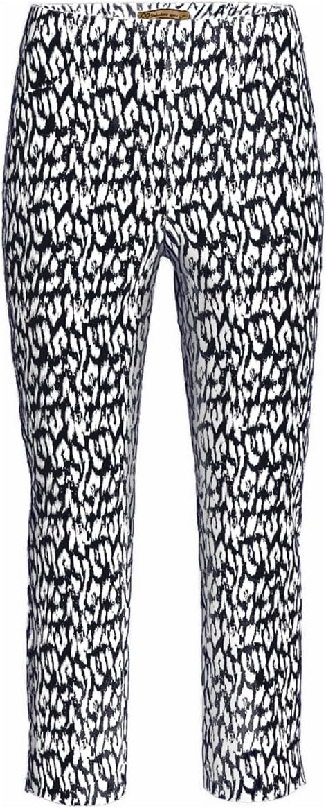 Stehmann Loli-602,Leoprint,Capri Stretchhose mit schmalem Bein 40 Schwarz-weiss, 42