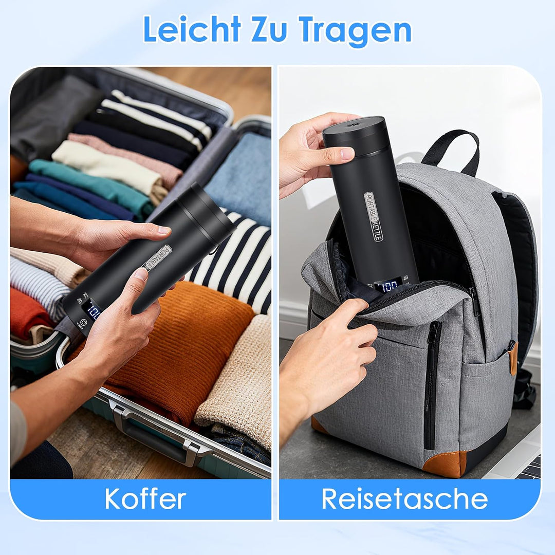 Dreamhigh® Reisewasserkocher, 450ml Mini Wasserkochers, 300W Wasserkocher Klein aus Edelstahl, Reise