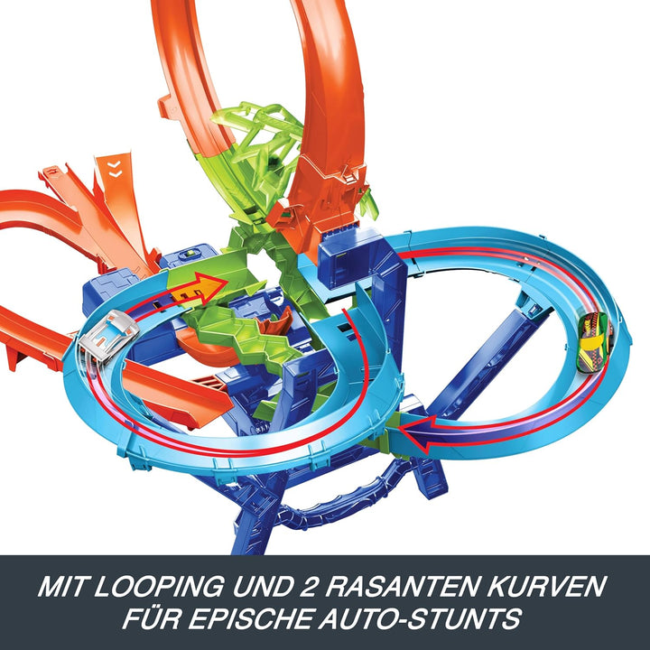 Hot Wheels Spielzeugauto-Trackset, Stunttrack Unendliche Crash-Action mit Die-Cast-Spielzeugauto im