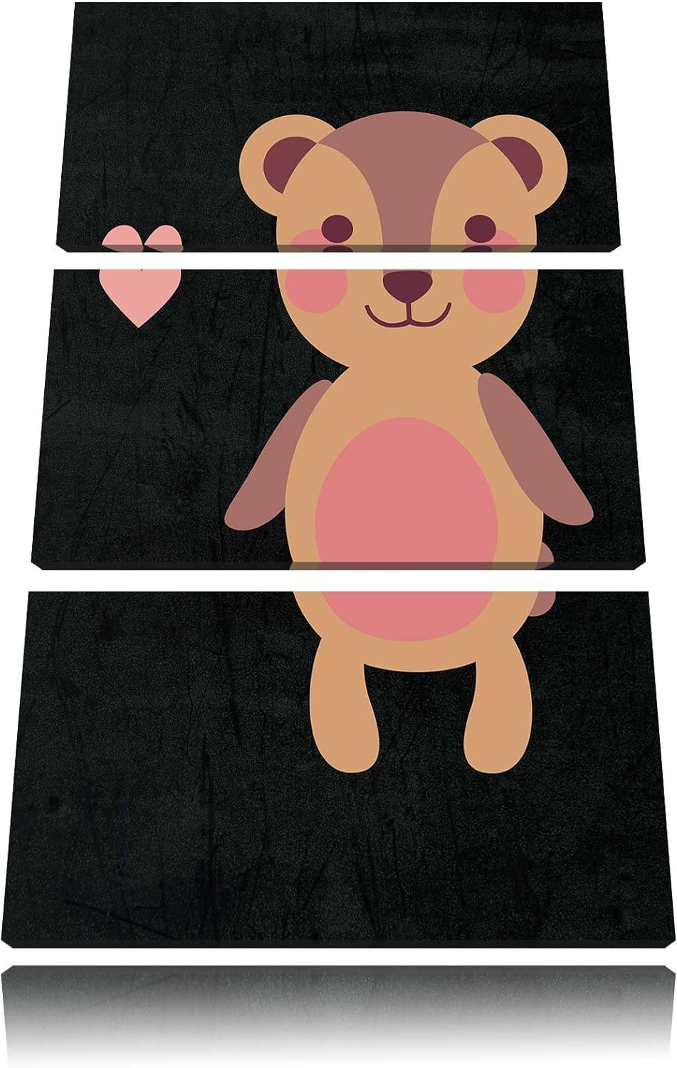 Pixxprint Niedlicher Bär schwarz 3-Teiler Leinwandbild 120x80 Bild auf Leinwand