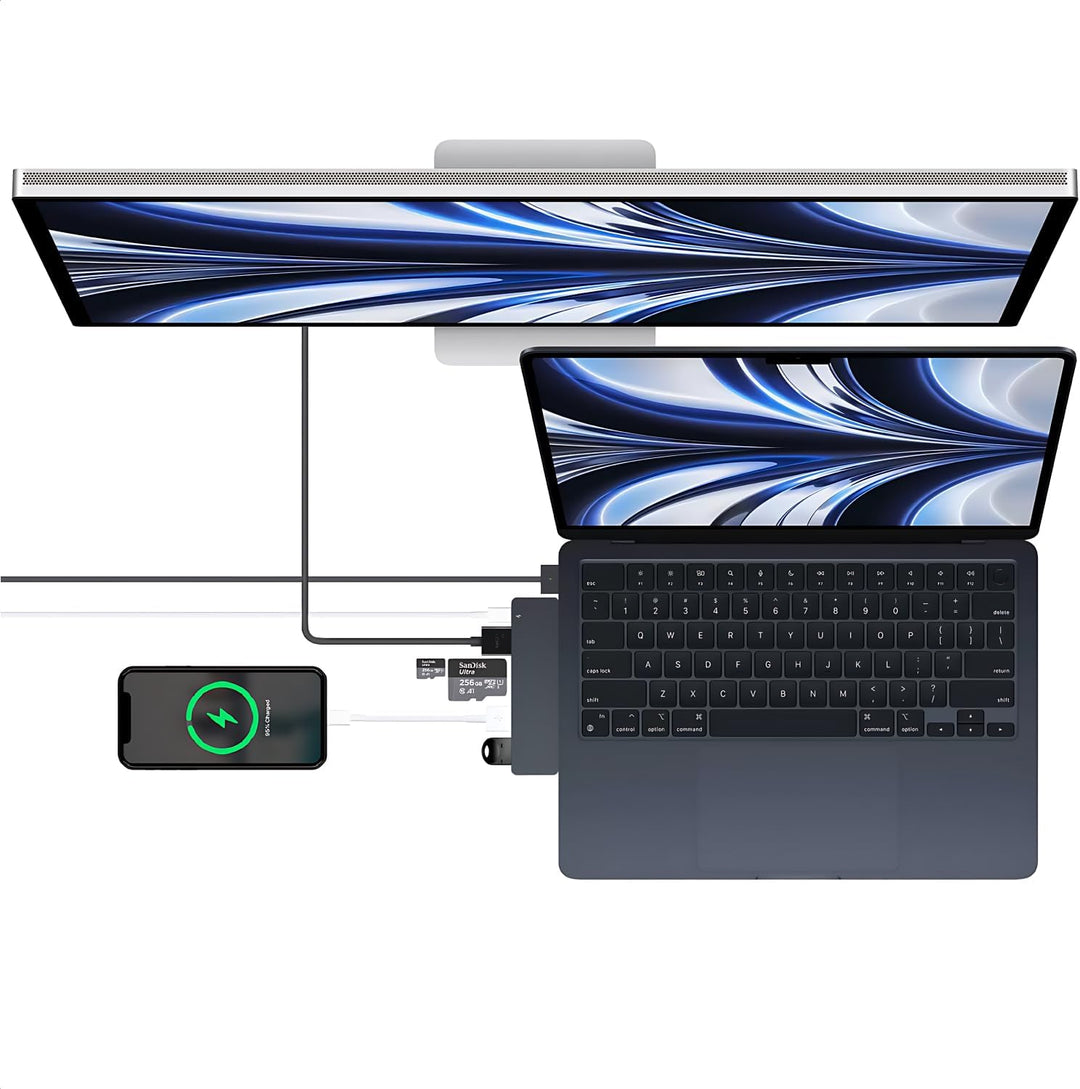 USB-C Hub Mitternachtsblau – Adapter für MacBook Air M2/M3/M4 mit HDMI, Thunderbolt 3, USB 3.0 & SD-