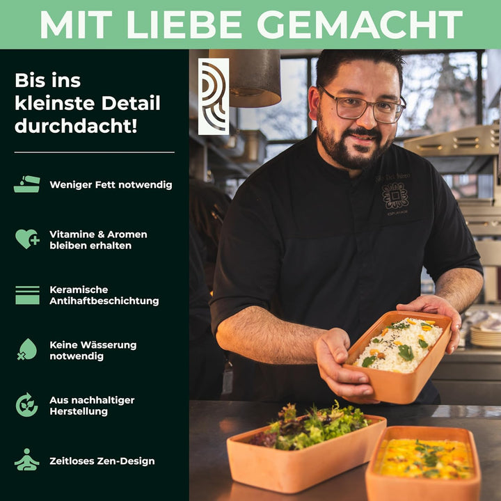 myromy® Brick Classic Signature Edition – Mini-Bräter aus Keramik – Brotbackform & Auflaufform mit k