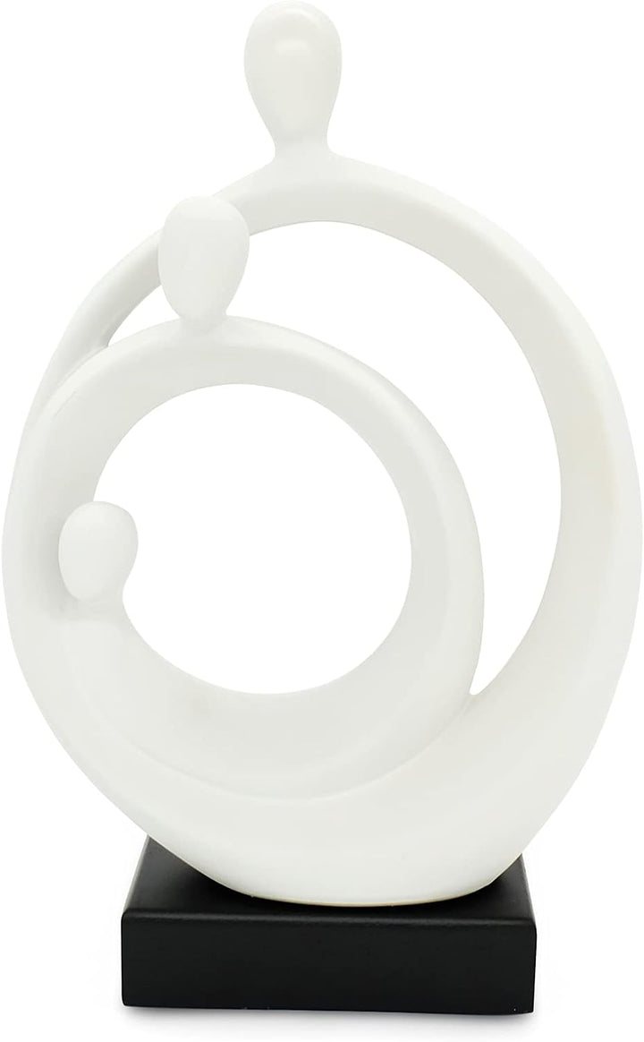FeinKnick Stilvolle Skulptur “Familienglück” - Moderne Keramik Figur 34 cm gross auf Sockel - Zeitlo