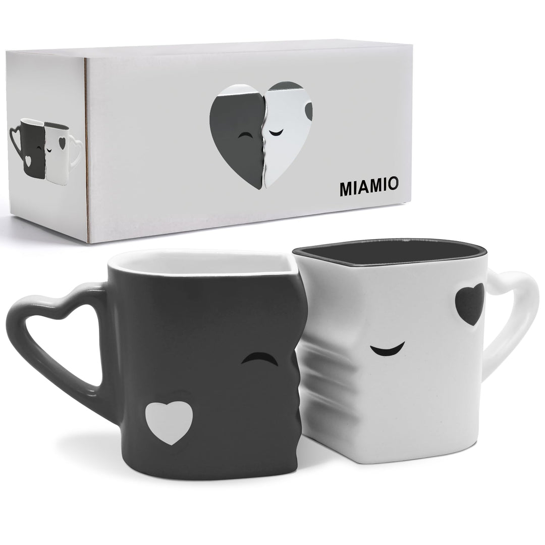 MIAMIO - Kaffeetassen/Küssende Tassen Set Geschenke für Frauen/Geschenke für Männer/Freund/Freundin