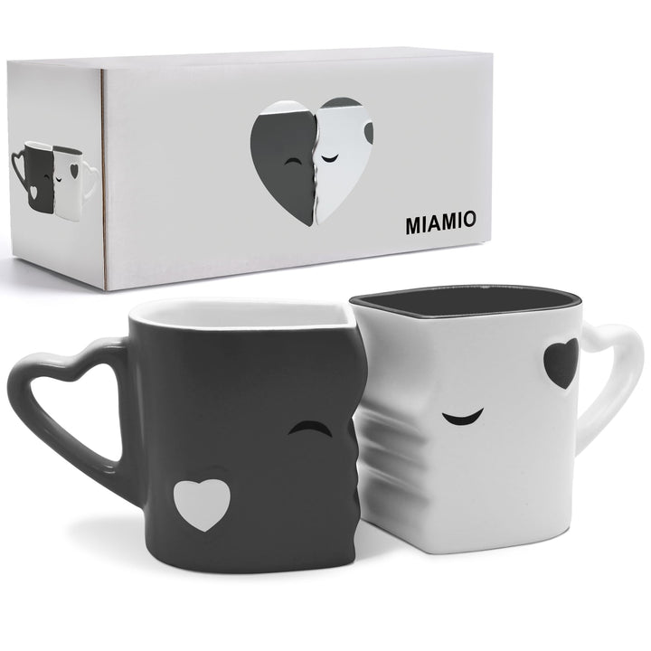 MIAMIO - Kaffeetassen/Küssende Tassen Set Geschenke für Frauen/Geschenke für Männer/Freund/Freundin