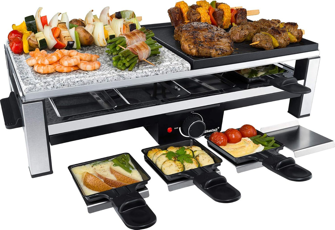 Steba Multi Raclette RC 108 | hochwertige Natursteingrillplatte (25 x 25 cm) | Antihaftbeschichtete