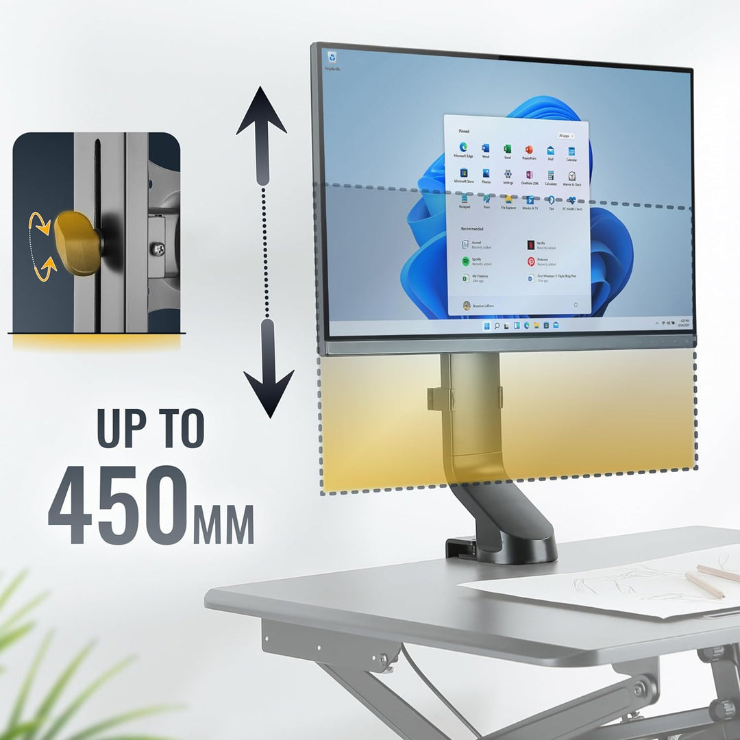 RICOO Monitor Halterung Tisch, VESA Tischhalterung für 17-27 Zoll, Monitorhalterung 1 Monitor Arm TS
