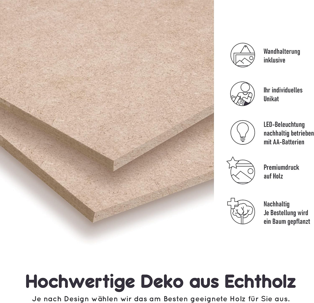 Elbeffekt Trikotlampe für Spanien Fans aus Holz - personalisierbares Geschenk - schenke Dein individ