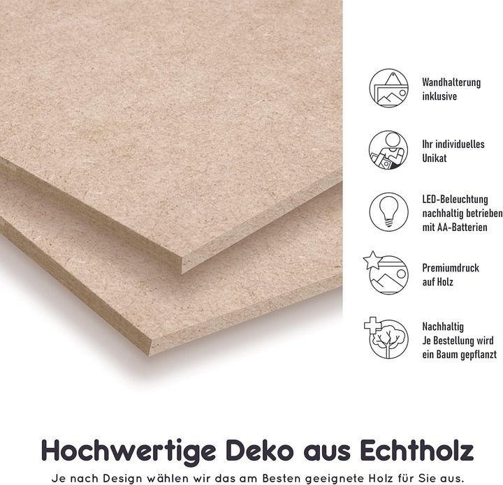 Elbeffekt Trikotlampe für Spanien Fans aus Holz - personalisierbares Geschenk - schenke Dein individ
