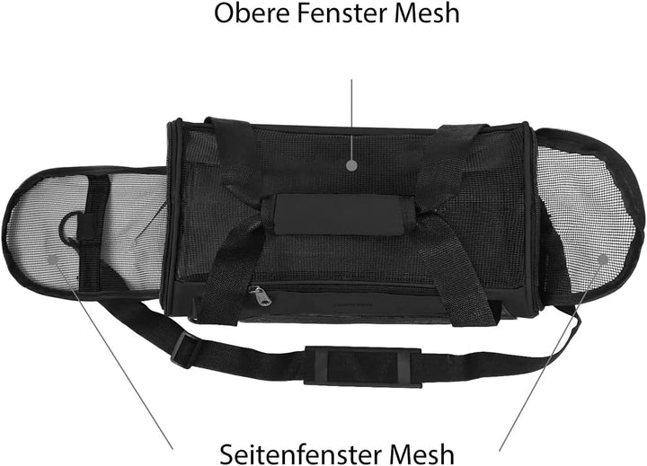Hundetransportbox - Schwarz - M - 47 x 24.5 x 33 cm - Hundebox Hundetasche Katzenbox Autotransportbo