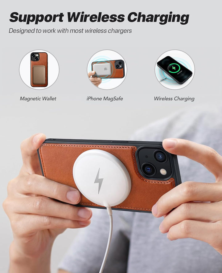 OCASE Kompatibel für iPhone 15 Hülle (2in1) Leder Stossfestes Case, Abnehmbare magnetische Hülle, Mi