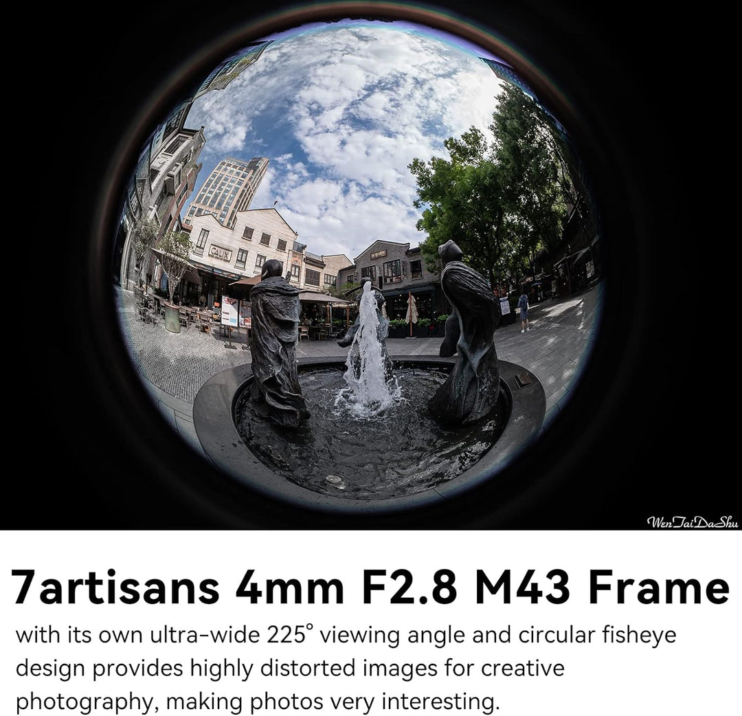 7 Artisans 4mm F2.8 Fisheye Ultra Wide Angle Lens APS-C Handbuch Focus Prime Lens Kompatible M4/3 Mo