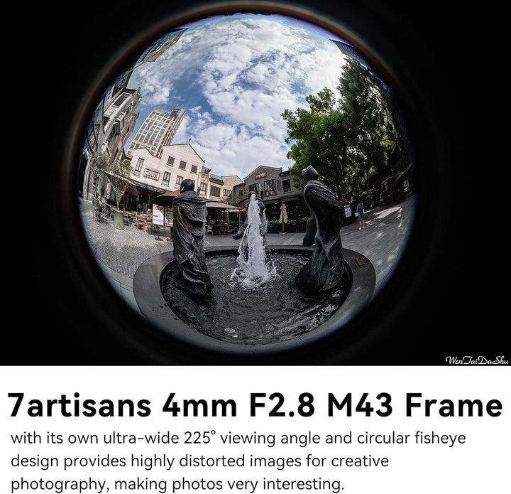 7 Artisans 4mm F2.8 Fisheye Ultra Wide Angle Lens APS-C Handbuch Focus Prime Lens Kompatible M4/3 Mo