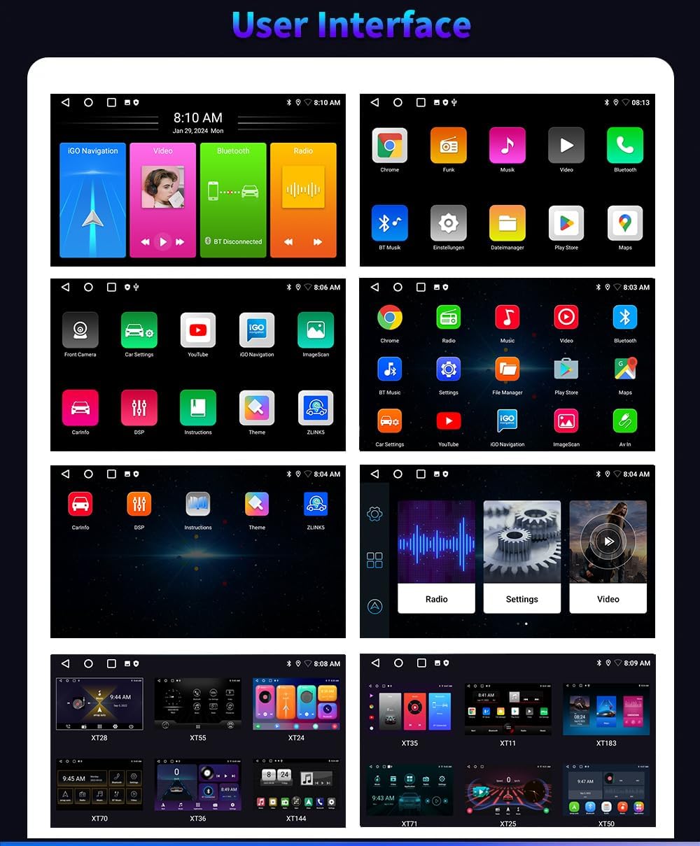 Android Autoradio mit GPS-Navigation, Phone Mirrorlink, FM-RDS-Radio, Carplay ,Stereo Audio Auto Rad