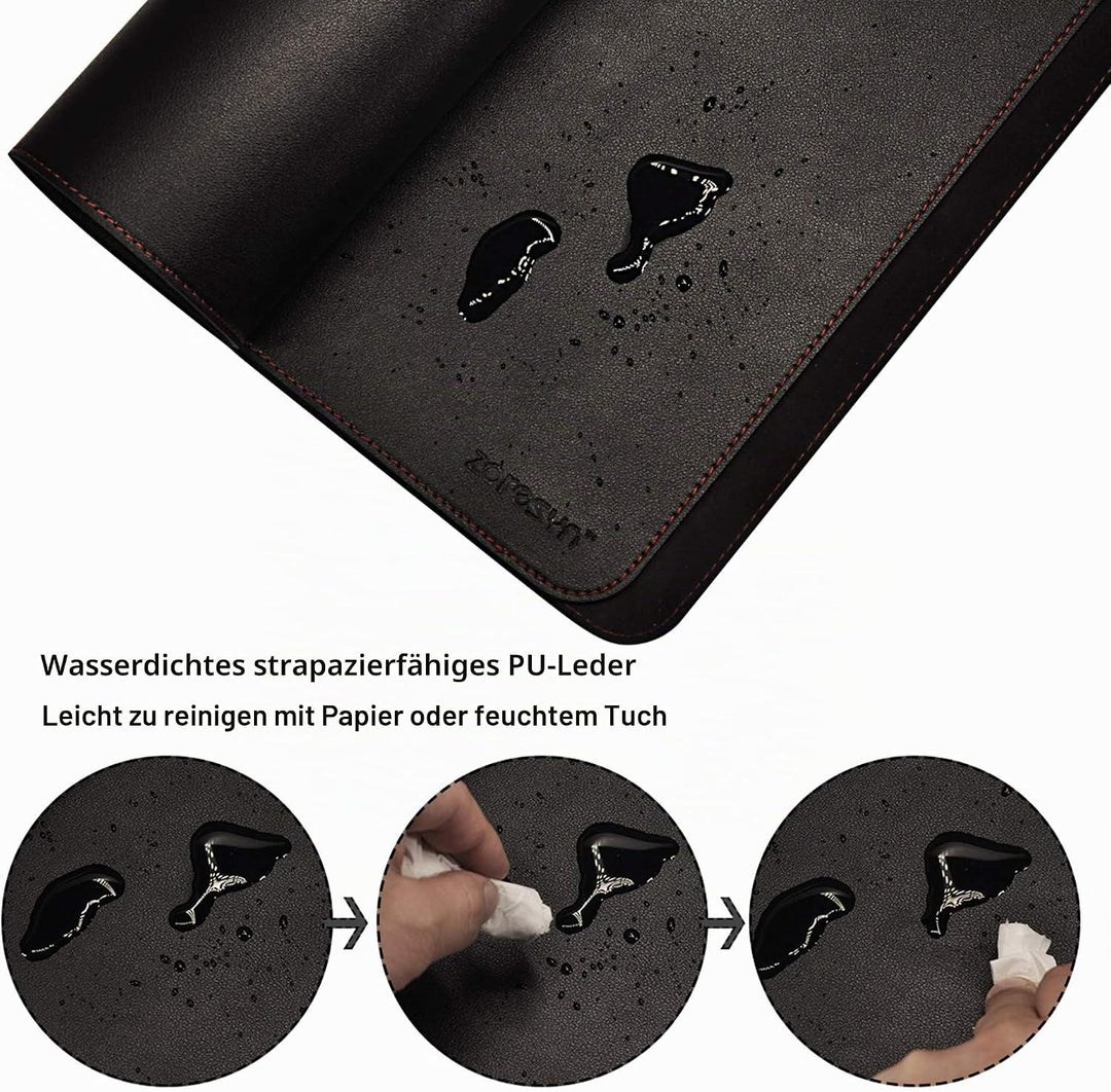 ZORESYN PU Leder Office Mauspad - Tischschoner - Schreibmatte - 2XL Lange Gaming Mauspad, Schreibtis