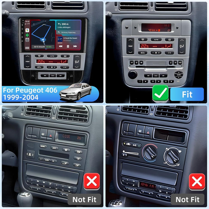 [4+64G] Android Autoradio für Peugeot 406 1999-2004 mit Wireless Carplay Android Auto, 9 Zoll IPS To
