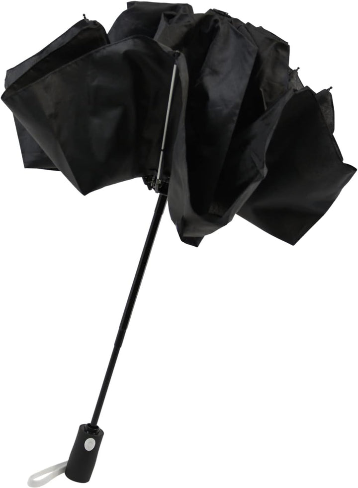iX-brella Reverse umgekehrt öffnender Fiberglas-Taschenschirm mit farbigen Speichen - schwarz-weiss,