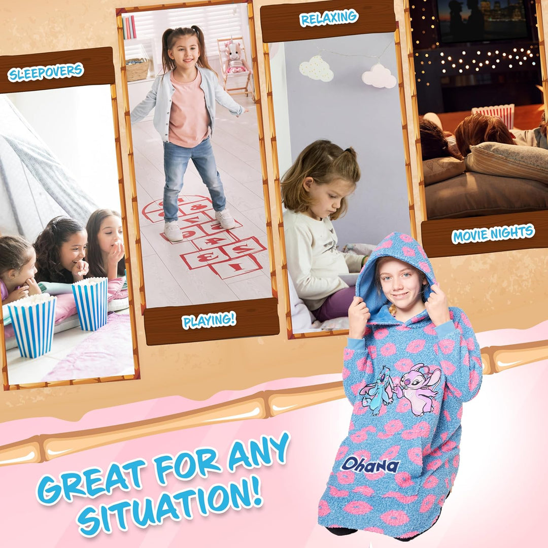 Disney Hoodie Decke Mädchen, Kuscheldecke mit Ärmeln, Fleece Kapuzenpullover, Hoodie Mädchen Geschen