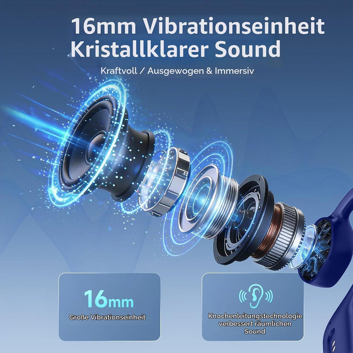 Knochenschall Kopfhörer Bluetooth 6.0, offene Bluetooth-Funkkopfhörer für Sport, wasserdichte, leich