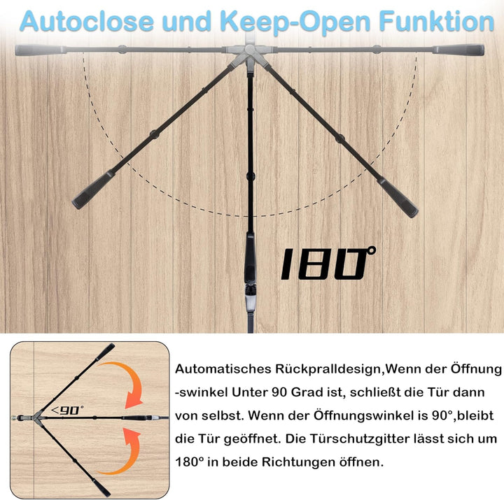 XMTECH Türschutzgitter Ohne Bohren Treppengitter für Kinder 105-115cm breit, Auto-Close Baby Türgitt