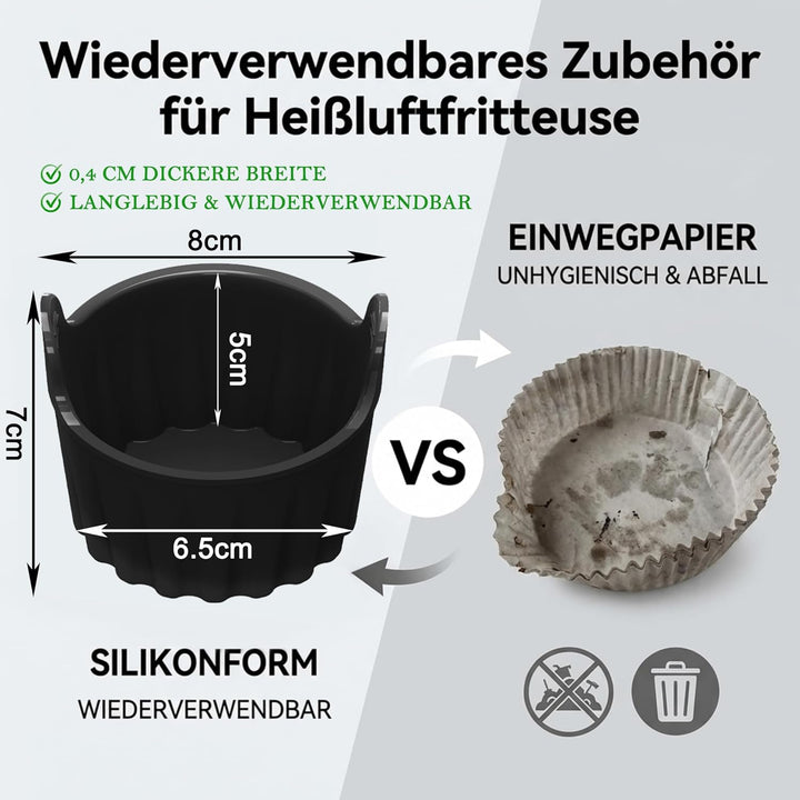 Silikonform Heissluftfritteuse, 4 Packungen ei Formen Kuchenform für Heissluftfritteuse, Airfryer Zu