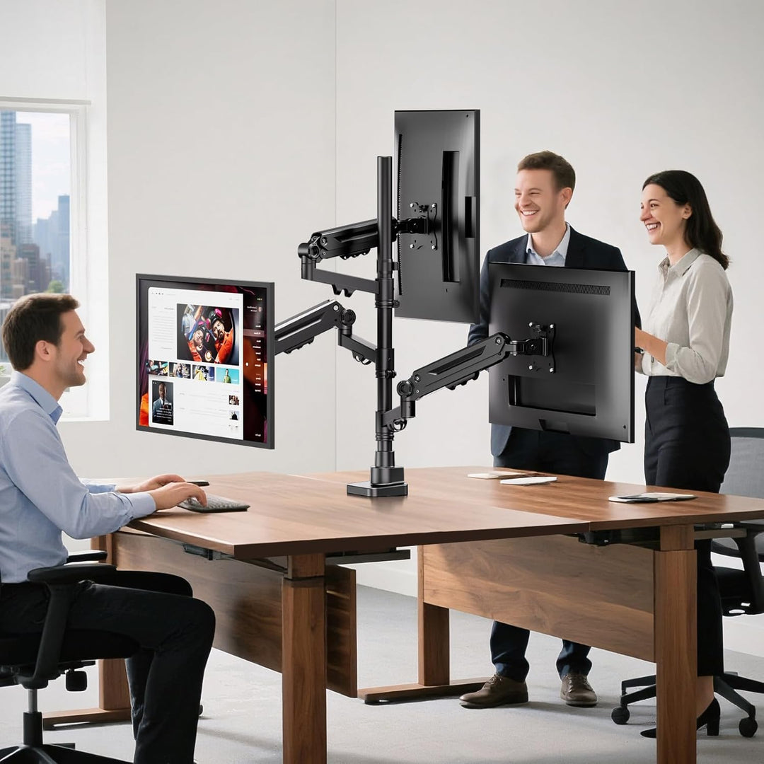 PUTORSEN Monitor Halterung 3 Monitore für 17-35 Zoll Bildschirm, Monitorhalterung 3 Monitore Höhenve