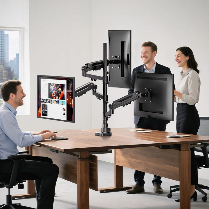 PUTORSEN Monitor Halterung 3 Monitore für 17-35 Zoll Bildschirm, Monitorhalterung 3 Monitore Höhenve