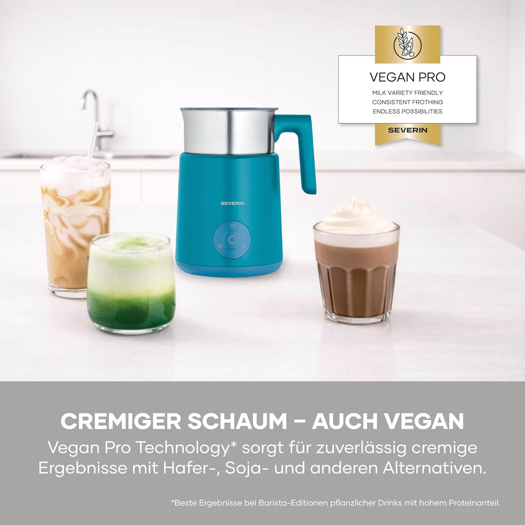 Severin Induktions-Milchaufschäumer, elektrischer Milchschäumer mit Edelstahlbehälter, kaltes und wa