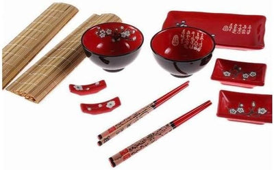 Lachineuse Set Ambiente japanische Mahlzeiten Rot,schwarz,weiss, Rot,schwarz,weiss