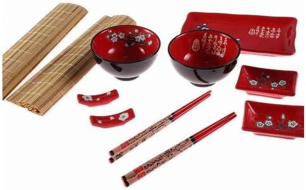 Lachineuse Set Ambiente japanische Mahlzeiten Rot,schwarz,weiss, Rot,schwarz,weiss