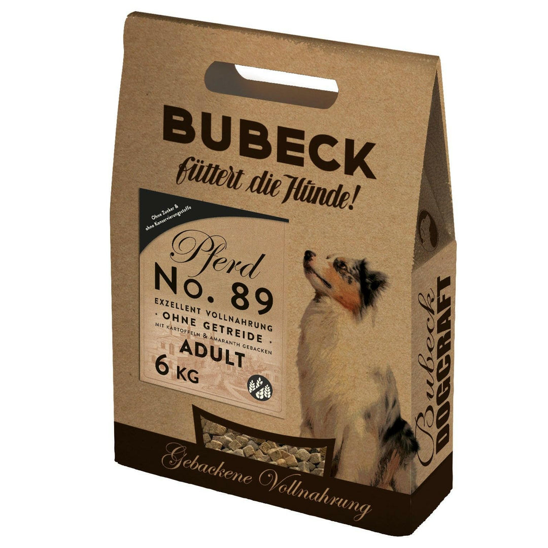 Trockenfutter getreidefrei | mit Pferdefleisch von Bubeck | Vollnahrung zuckerfrei gebacken 6 kg (1e