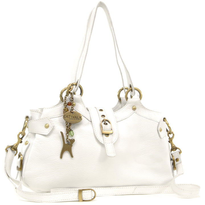 Catwalk Collection Handbags - Damen Leder Schultertasche - Umhängetasche Mittelgross - Handtasche mi