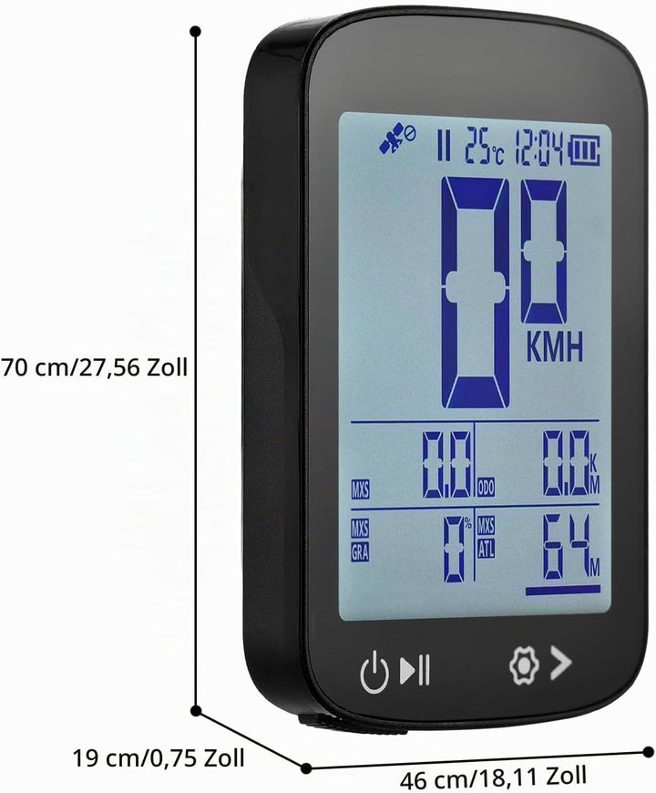 Cryfokt Drahtloser GPS -Fahrradcomputer mit Hohem Klarem Display, Genauem PC und ABS -Material, Wied