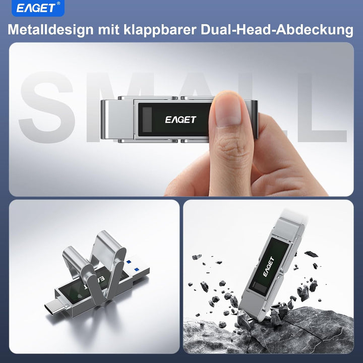 EAGET 128GB Dual Drive USB C Stick, bis zu 400 MB/s, Typ-C &amp; USB-A Speicherstick, USB 3.2 Speicherst