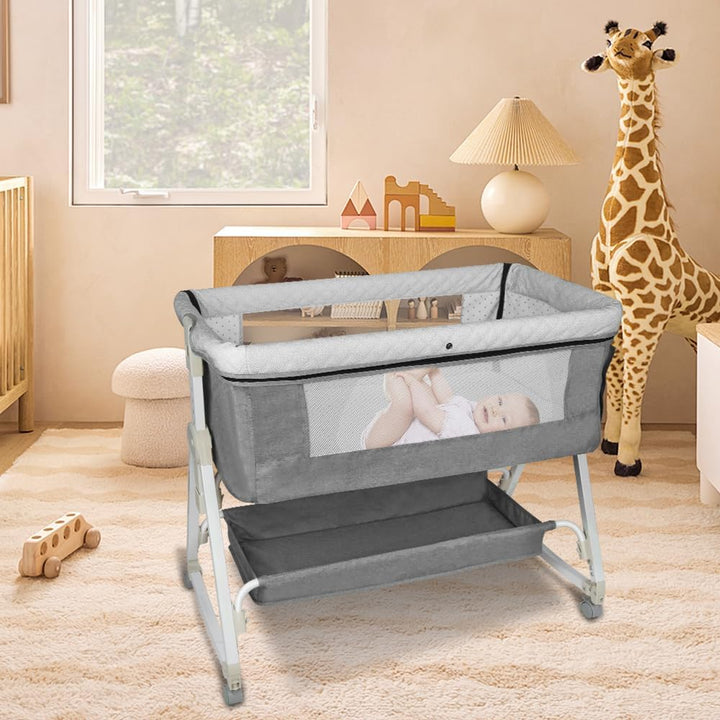 homewell 2 en 1 Lit Cododo Bebe Pliable, Berceau Cododo 0-30 Mois, 6 Réglages de Hauteur, Berceau bé
