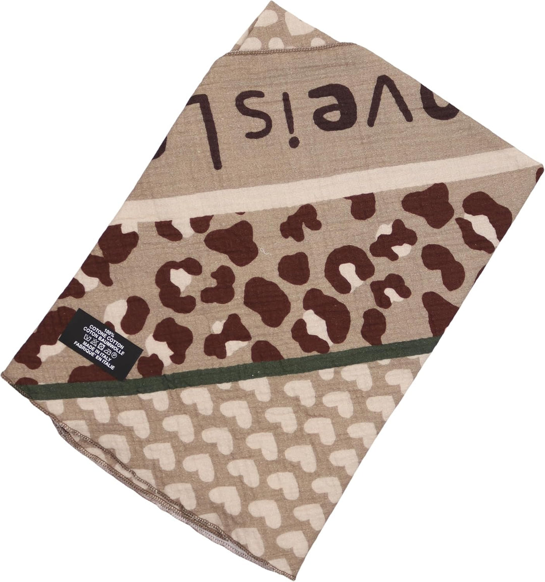 Damen Musselin Halstuch Made in Italy mit Leo Love Paisley Happy– Leichtes Dreieckstuch für Frühling