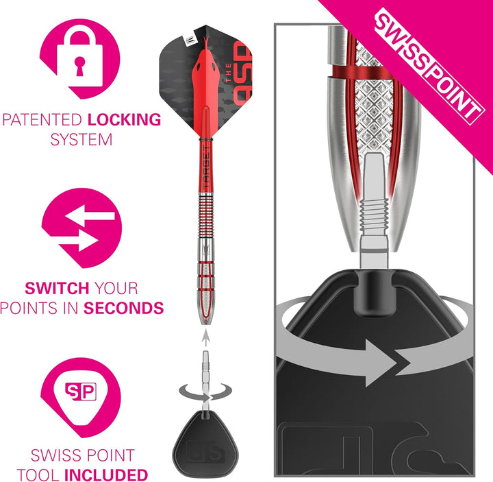 Target Darts Nathan Aspinall Gen 2 95% Wolfram Swiss Point Stahlspitze Dart Satz 26 g, 26 g
