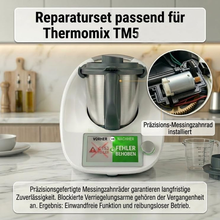 Ritzel Zahnrad Messing für Thermomix TM5 Motor Verriegelung | Ersetzt Defektes Kunststoffzahnrad,Beh