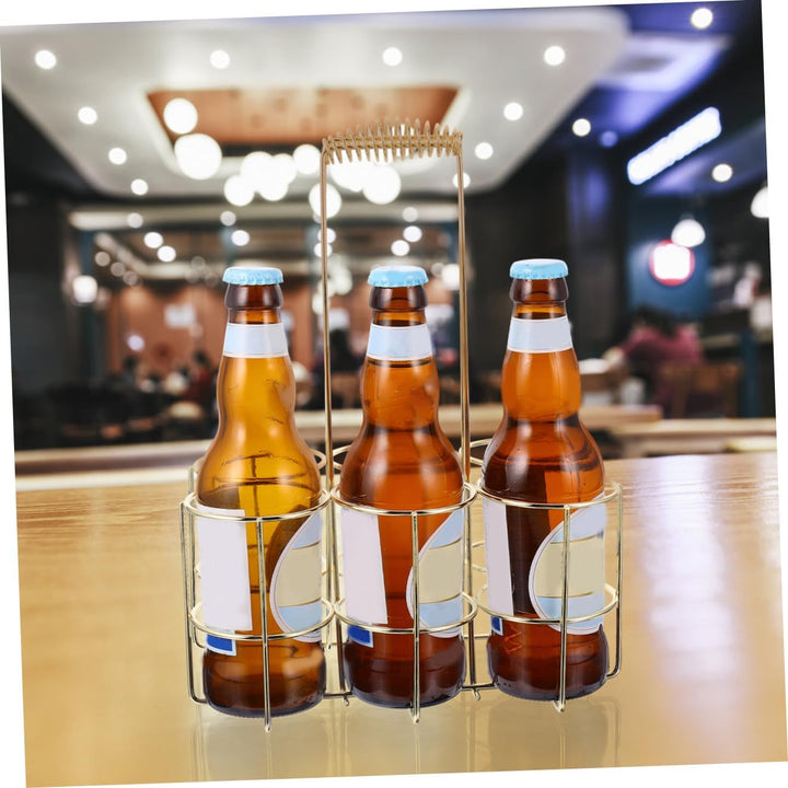 DOITOOL Bierflaschenhalter Metall Tragbarer Flaschenkorb Gold Klein Bruchsicher Für Grill Und Party