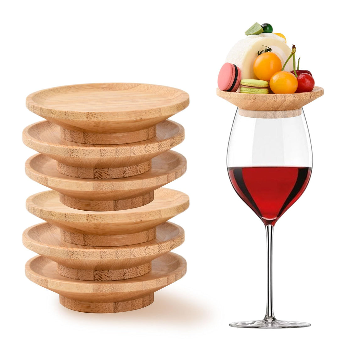 Generisch 6 Stück Weinglas Aufsatz,Charcuterie Brett Topper,Weinglas Topper Holz,Weinglas Topper,Unt