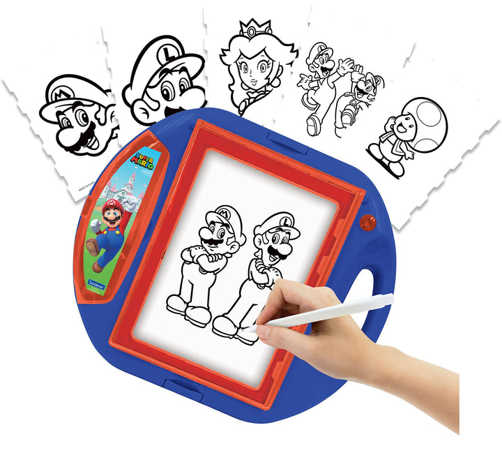 Lexibook CR310NI Super Mario Zeichenprojektor 4 Stempel, 10 Vorlagen, beleuchteten Fläche, 1 Stift e
