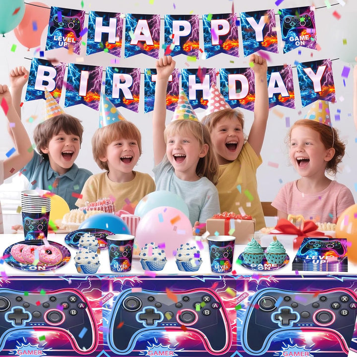 Game Pappteller Kindergeburtstag Deko Junge- Videospiel Geburtstag Geschirr Set Gamer Geburtstagsdek