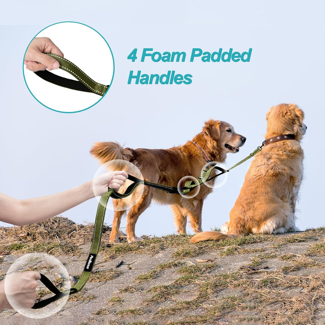 PetBonus Hundeleine Doppelleine für 2 Hunde, Keine Verwicklung Leine für 2 Hunde Gross, Verstellbar