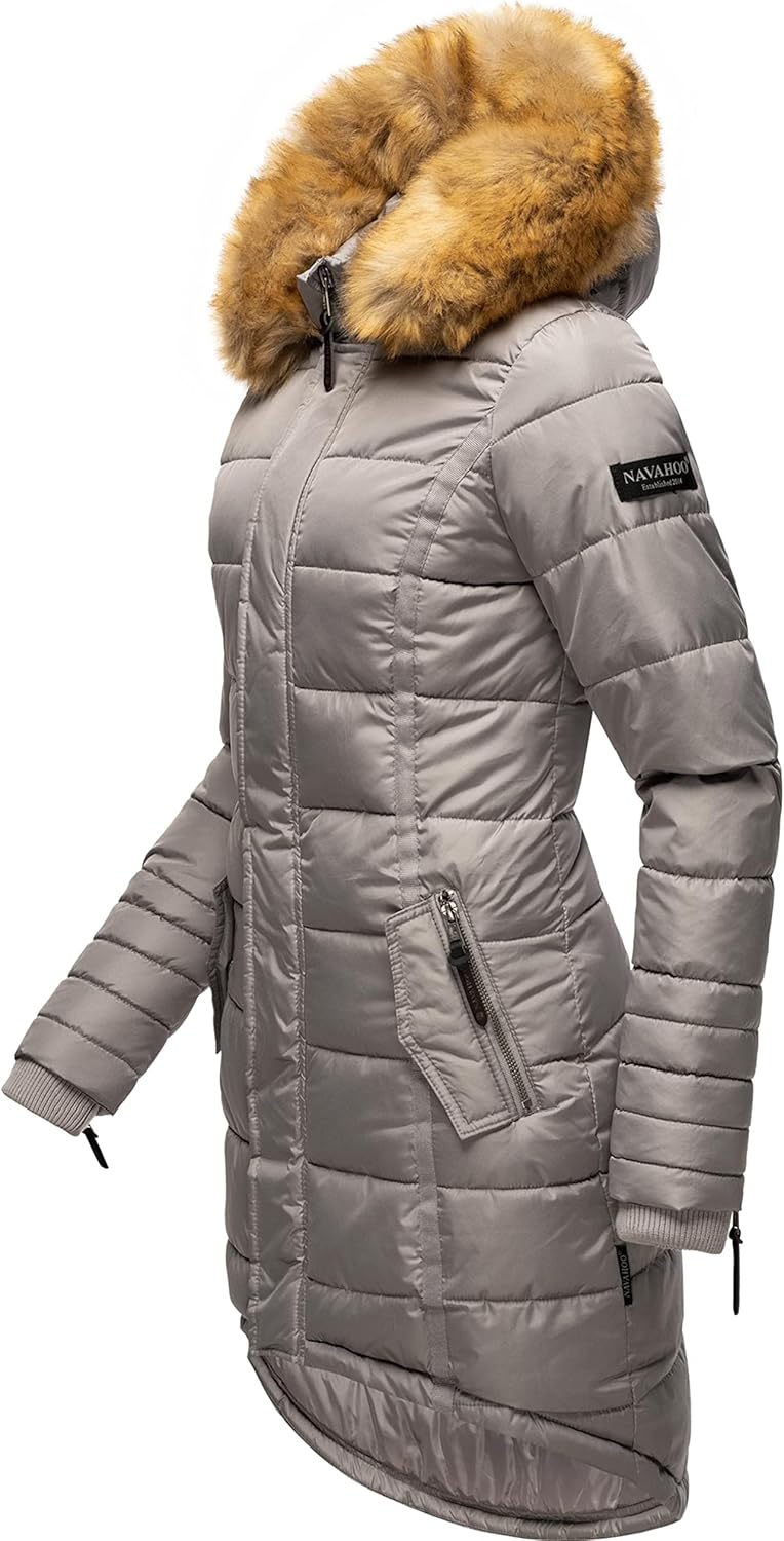 Navahoo Damen Warmer Winter Steppmantel Papaya XS-XXL S Zinc Grey, S Zinc Grey