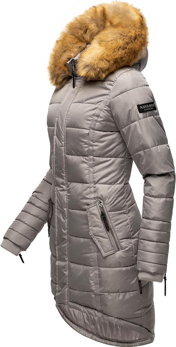 Navahoo Damen Warmer Winter Steppmantel Papaya XS-XXL S Zinc Grey, S Zinc Grey