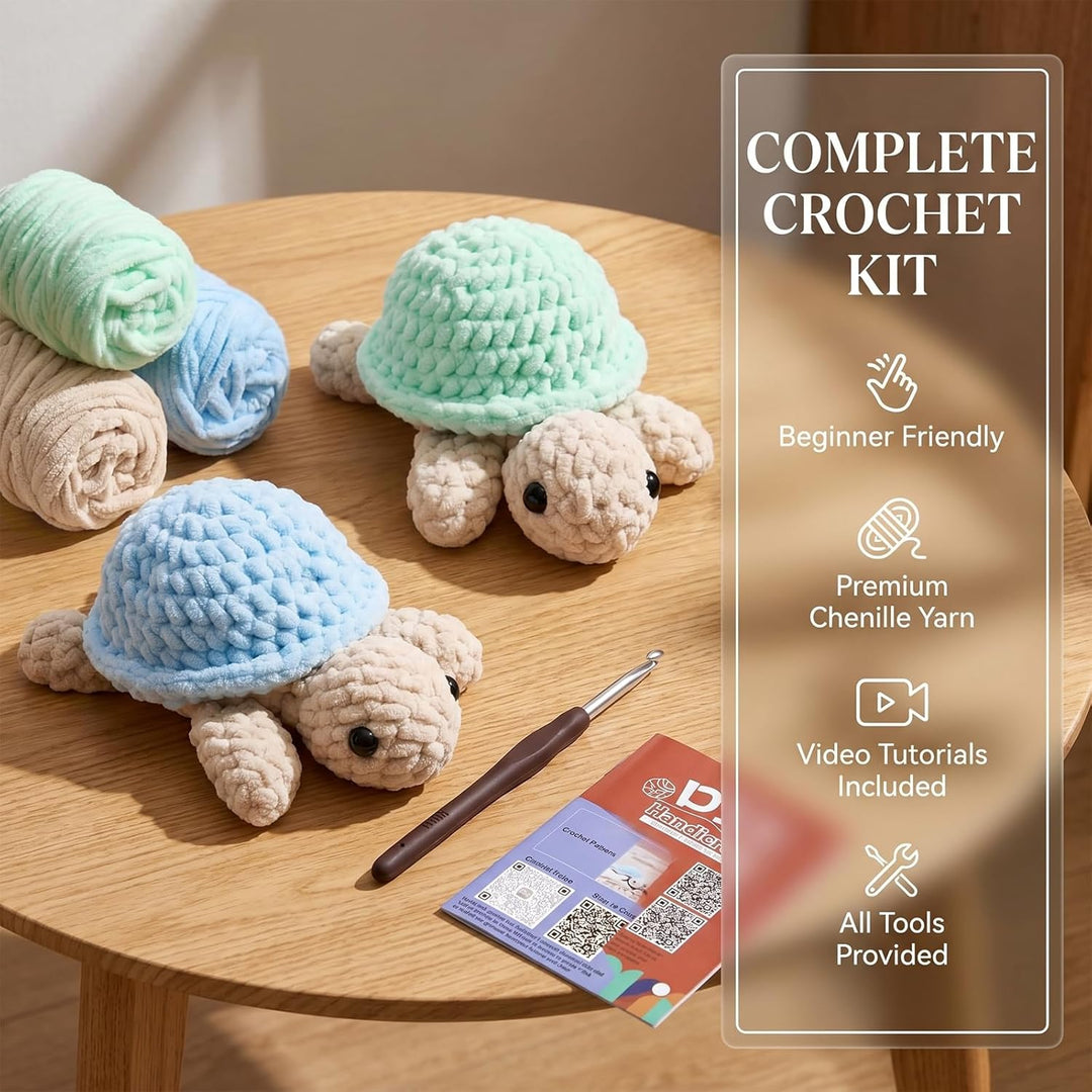 DEMIUKO Häkeln für Anfänger Tiere Häkelset 2 Stück Schildkröte Strickset für Erwachsene Kinder Stric