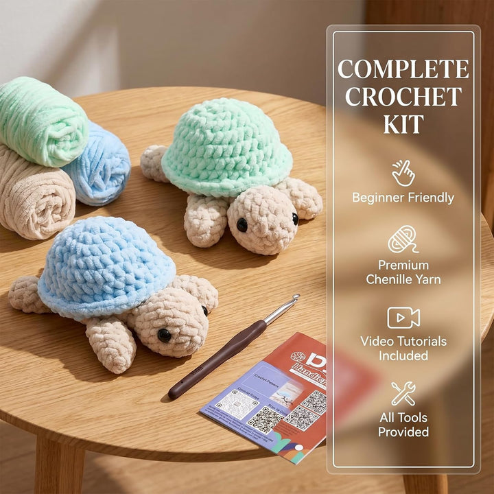 DEMIUKO Häkeln für Anfänger Tiere Häkelset 2 Stück Schildkröte Strickset für Erwachsene Kinder Stric