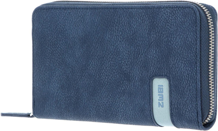 zwei Mademoiselle Wallet Damengeldbörse 19 cm, Nubuk-blue (Blau),, Nubuk-blue