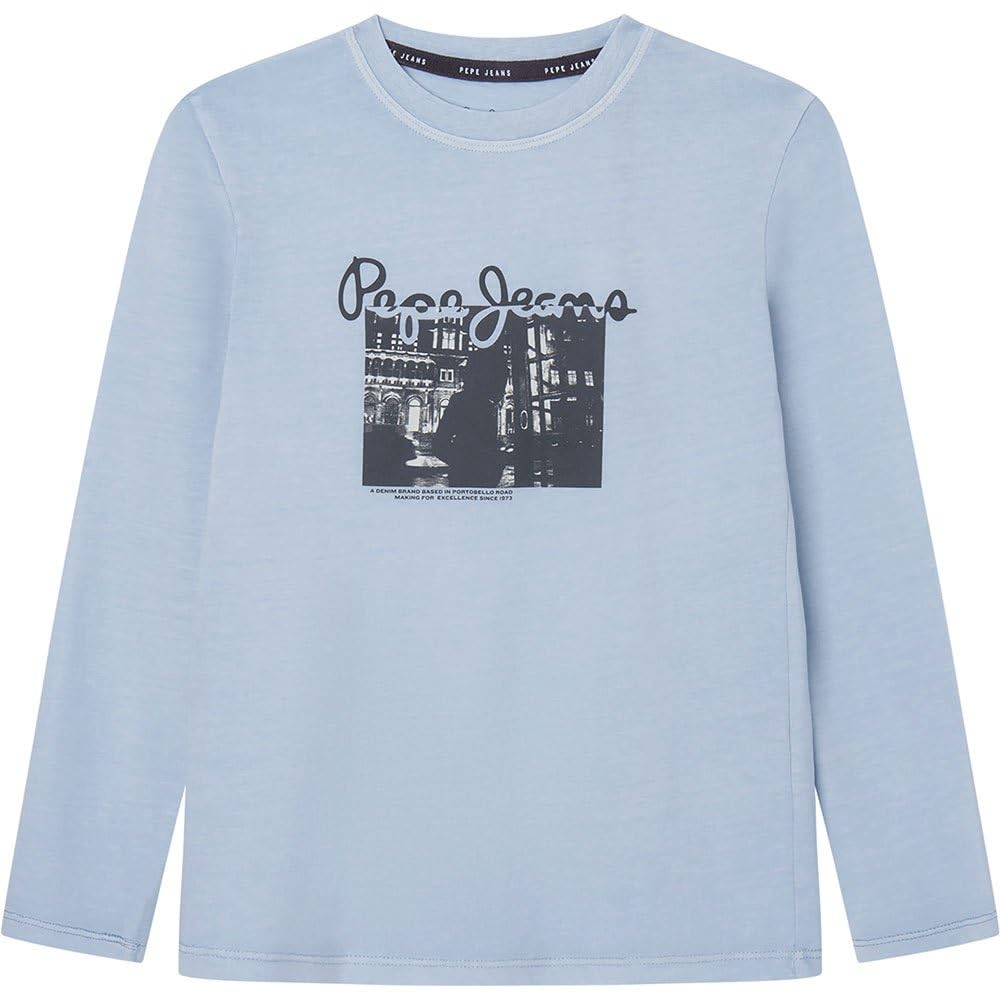 Pepe Jeans Jungen Pendance T-Shirt, Blue (Bleach Blue)