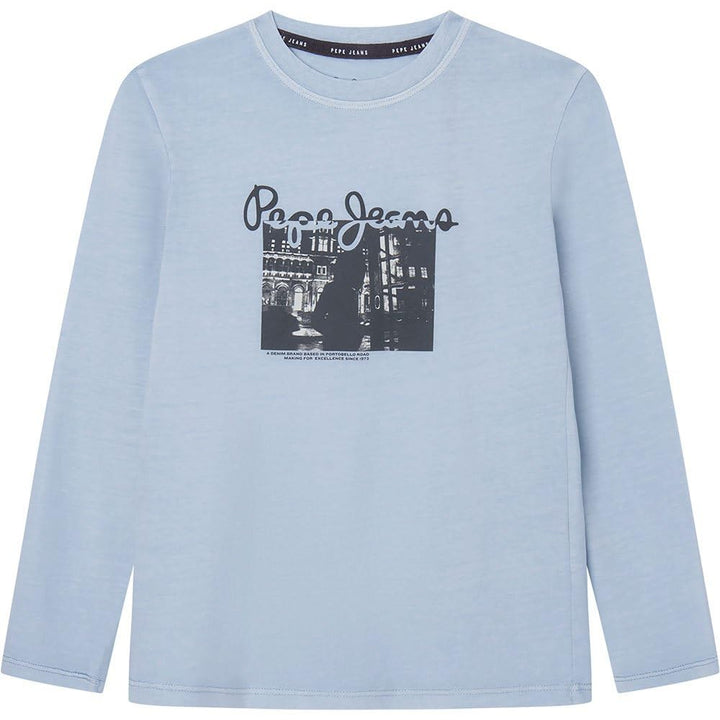 Pepe Jeans Jungen Pendance T-Shirt, Blue (Bleach Blue)